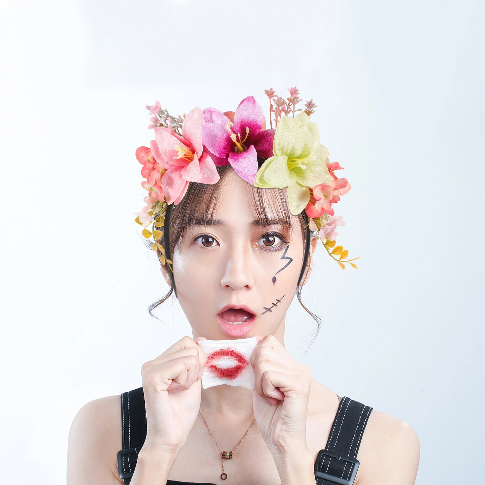 

1pcs Artificial Flower Headband Wedding Lily Hair Ribbon for Girls Fashion Adults Vacation Party Headdress Valentines