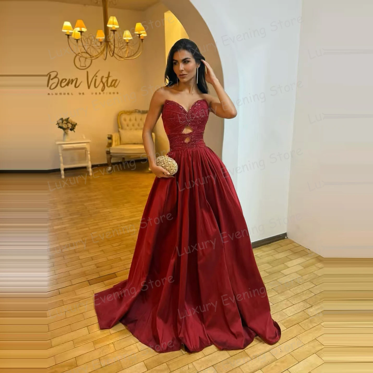 فساتين سهرة عصرية بدون أكمام للنساء مثيرة لامعة على شكل حرف A فساتين حفلات مطرزة فيستدو دي نوفيا مخصصة فساتين شير