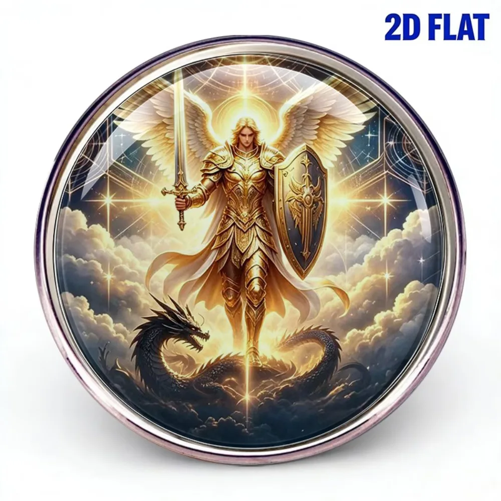 6-20Pcs 2D Flat Archangel Michael Lapel Pin, Angel Warrior Dragon Brooch, Myth Guardian Symbol Badge, Decor Collectible Pin