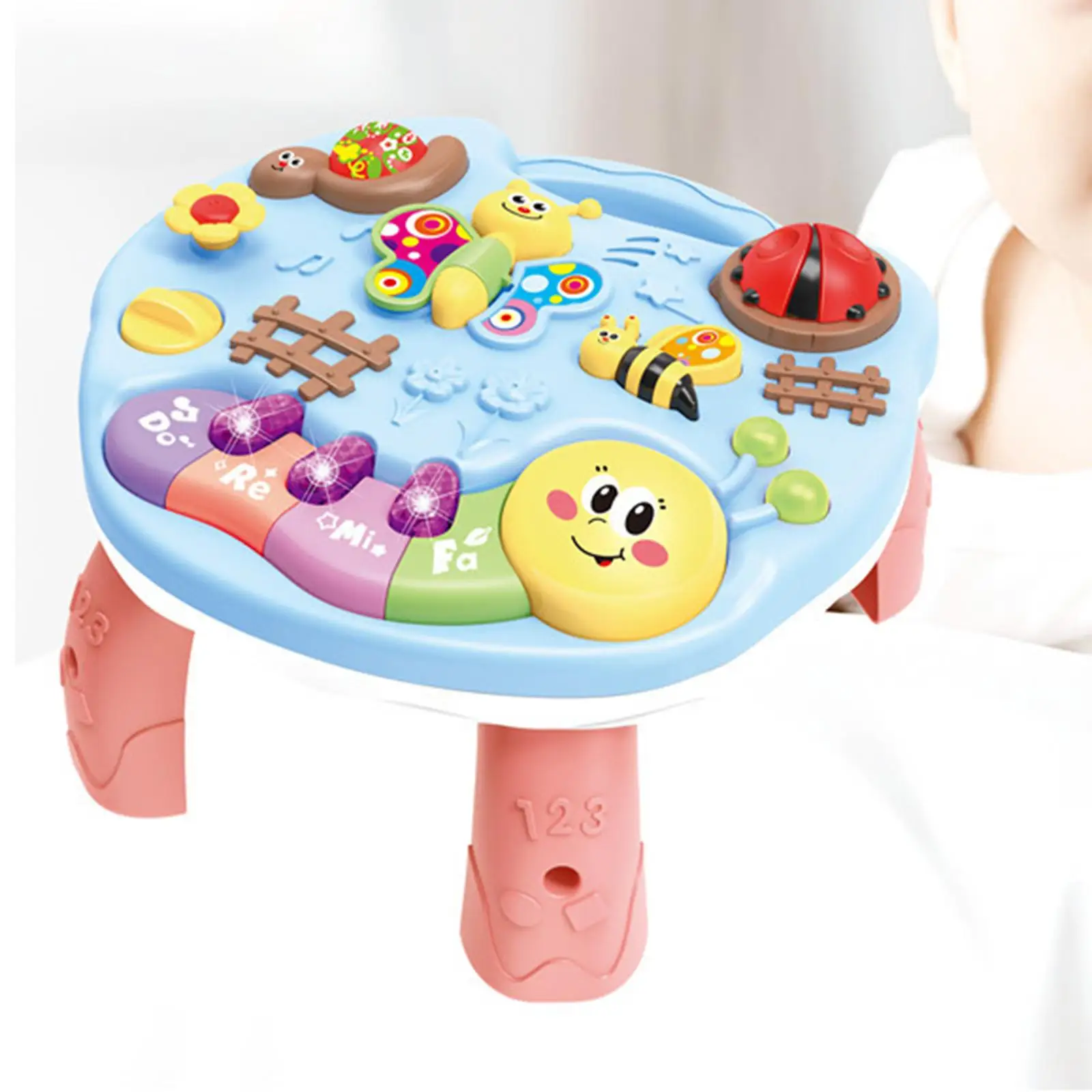 Activity Table Center Toys Portable Montessori Toy Musical Learning Table with Lights Sound for 1 2 3 4 Year Baby Toddler Infant