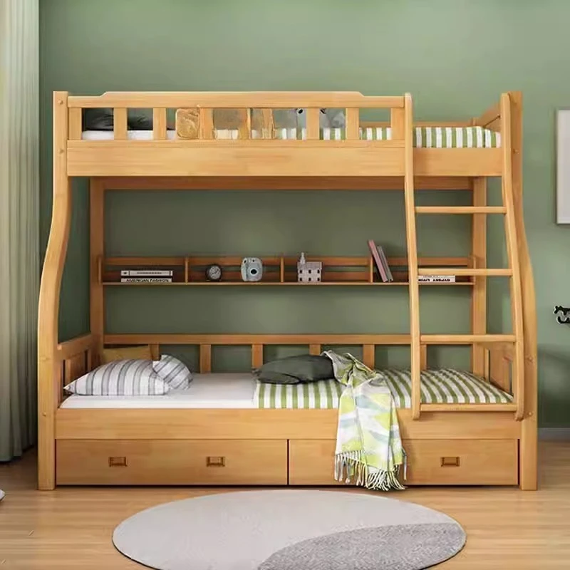 All solid wood bunk beds Small household line Children's bed Multifunctional bunk bed Two-layer bunk bed Mother and child