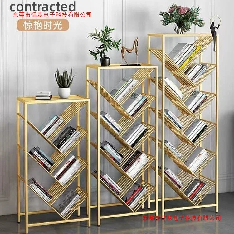 simple bookshelf Shelf Wrought iron bookshelf Bedroom Student tree-shaped book Living room bookshelf Others
