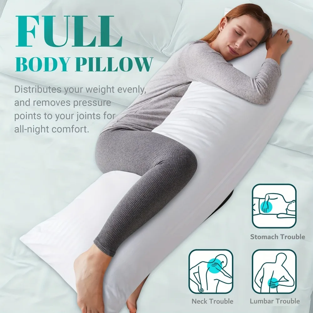 [Fluffy Body Pillow] Fluffy White 1pc Full Body Pillow Insert - Firm Large Body Pillow for Side and Back Sleepers,Sleep Pillow ﻿