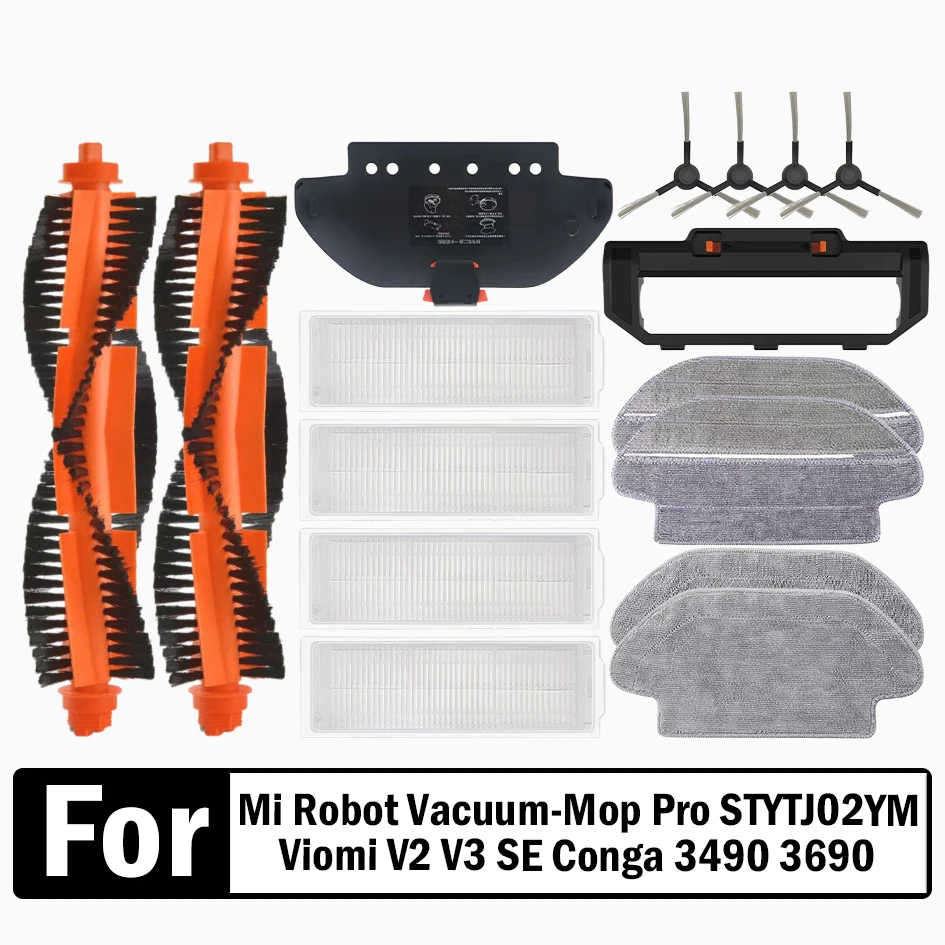 For Xiaomi Mi Robot Vacuum-Mop Pro STYTJ02YM Viomi V2 V3 SE Conga 3490 3690 accessories Main Side Brush Hepa Filter Mop Parts