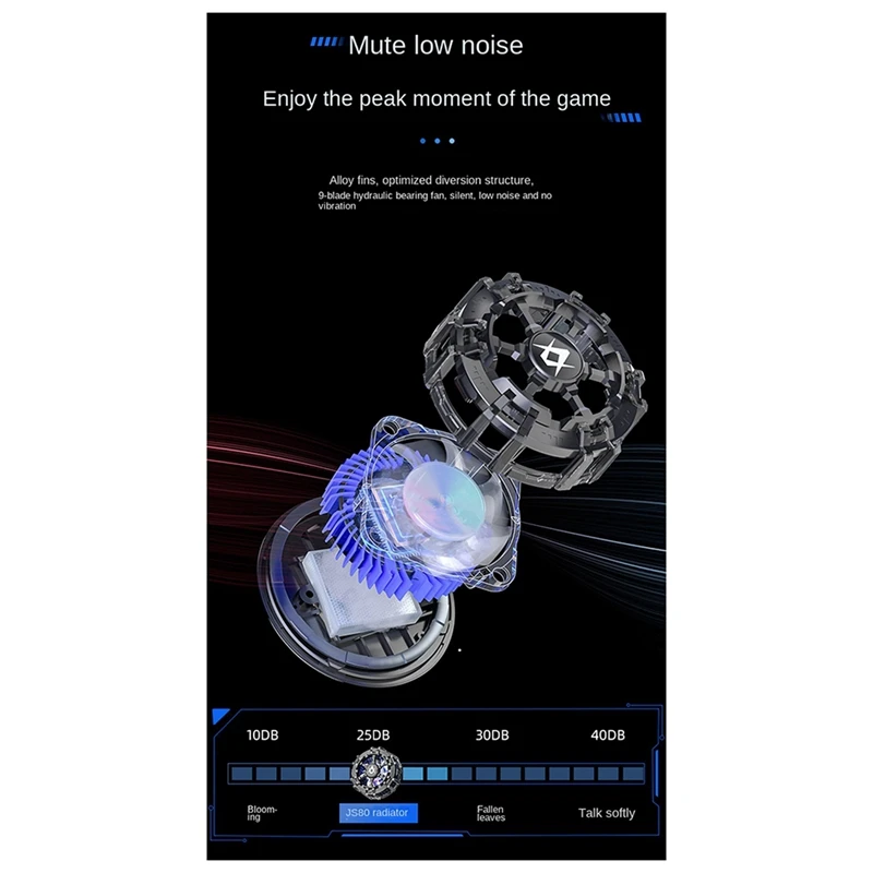 스마트 모바일 폰 쿨러 마그네틱/백 클립 2-IN-1 반도체 냉각 팬 라디에이터 전화 태블릿용 RGB 조명 효과