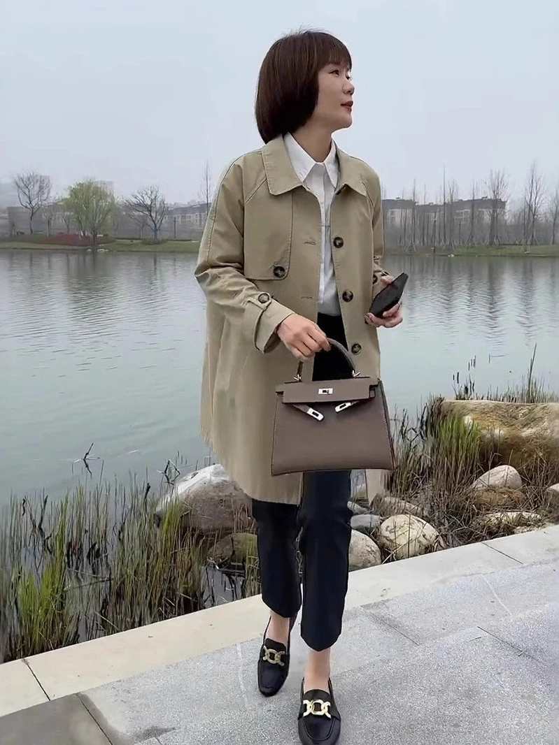 Casual Style Women's Long Coat Spring Autumn New Loose Slimming Meat Covering Short plus Size Jacket Korean Version