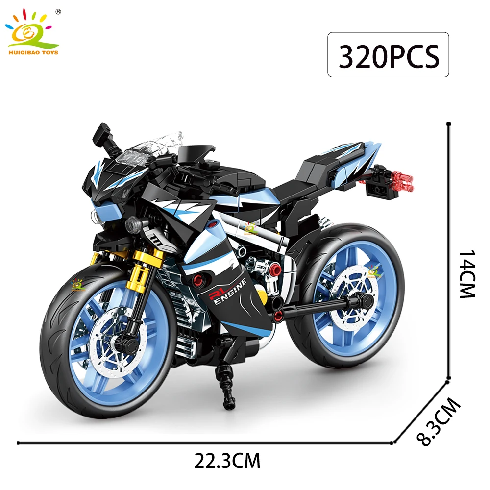 HUIQIBAO MOC Motorrad-Modellbausatz, City Moto Racer Bausteine, Spielzeug für Kinder, Jungen, Erwachsene, Auto-Set, Heimdekoration – Detail 11