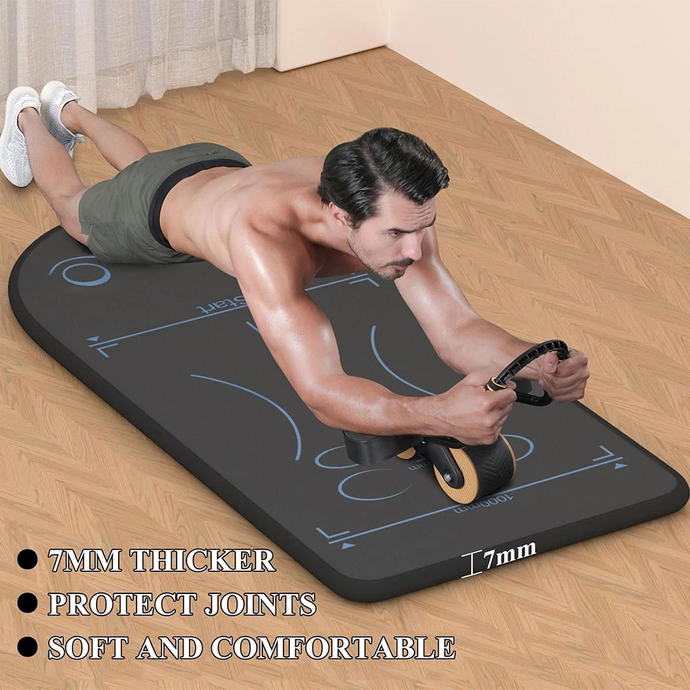 Yoga Mat Men\'s Fitness Mat Exercise at home Roller Wheel Belly Workout  Professional Non-slip Gym Exercise Mat