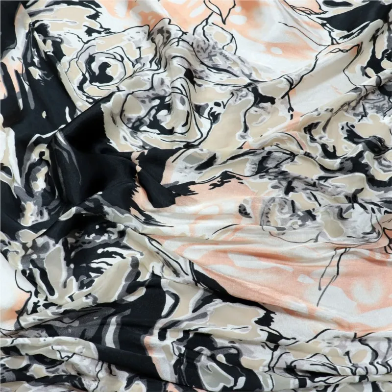 직조된 브로케이드 비스코스 프린트 무늬가 있는 번트 거즈 벨벳 원단 잠옷 치파오