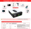 ECGSOLAX 1.8KW 하이브리드 태양광 인버터 12V 220V 그리드 인버터 80A MPPT 충전 컨트롤러 내장 순수 사인파 태양광 인버터 4