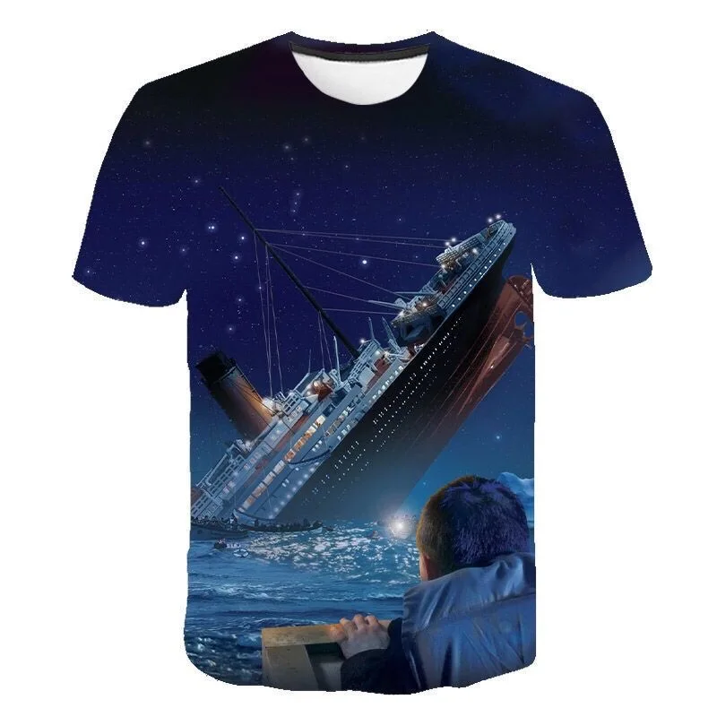 Camiseta con estampado 3D de Titanic Jack para hombre y mujer, camisa informal a la moda con cuello redondo, Europa y América, nueva tendencia, 2024