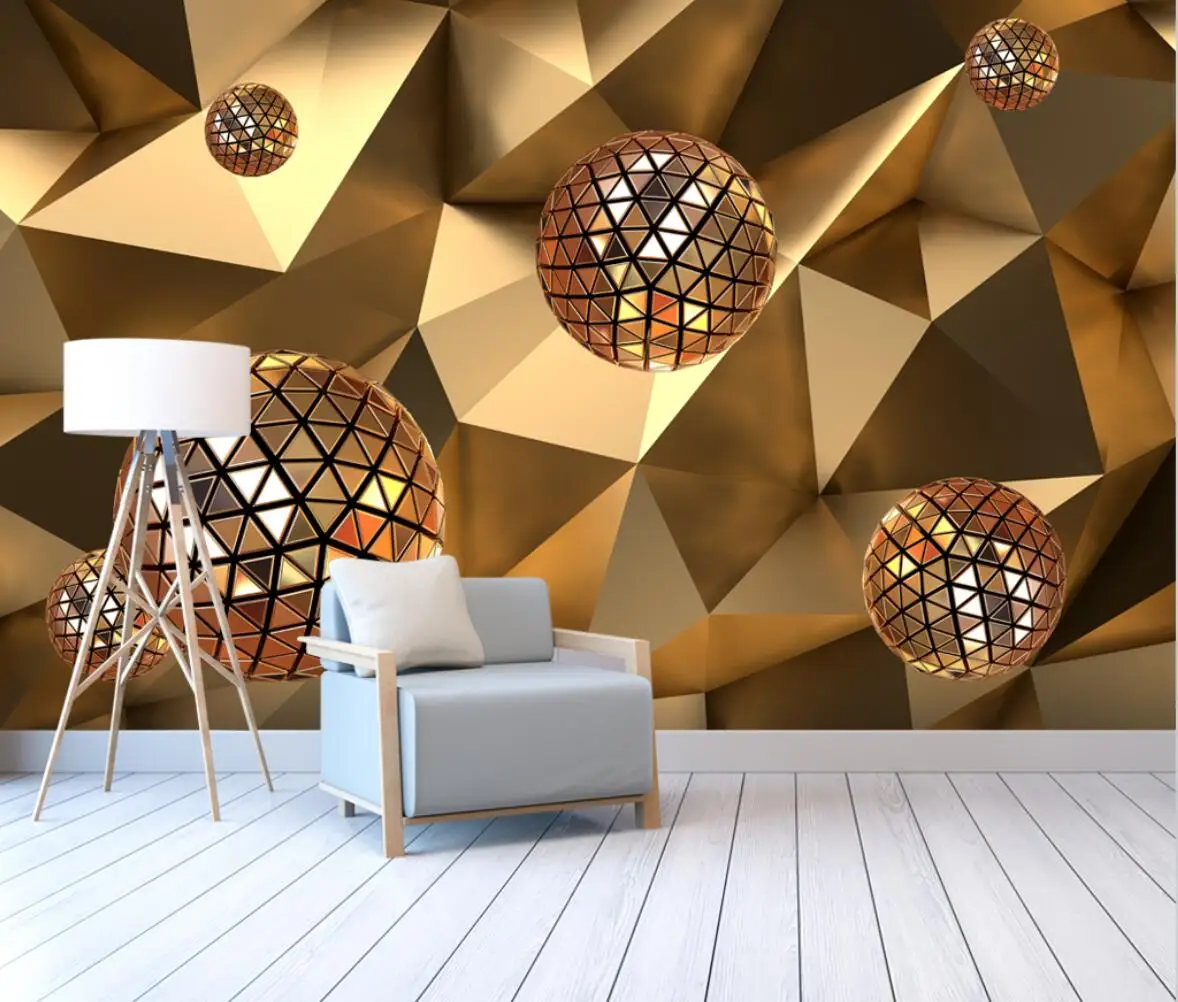 beibehang custom golden ball Photo Wall Murals Living room decoration Bedroom Home Decor Art Wallpaper 3D Papel De Parede