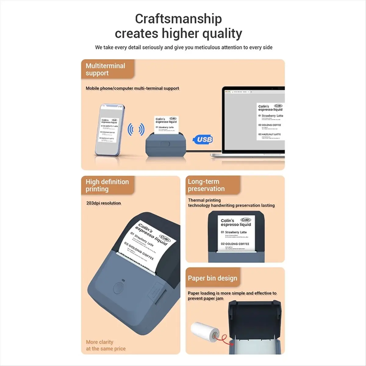 Label Thermal Printer, Compatible with IOS, Android Inkless Printer,Label Maker for Business and Retail, Logo Tag