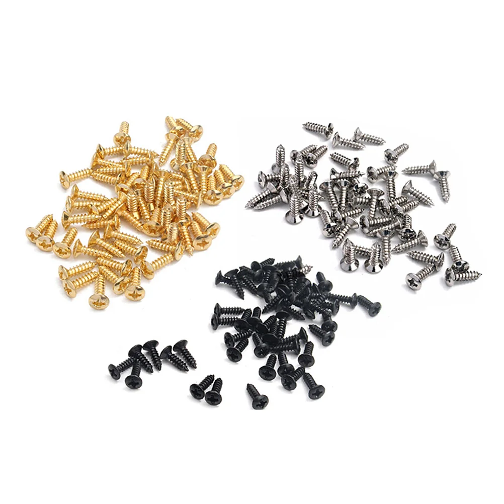 150pcs Electric Guitar Accessories Screws Guitar Guard Plate Fixation Screws for SQ ST Electric Guitar (Black/Silver/Golden Each