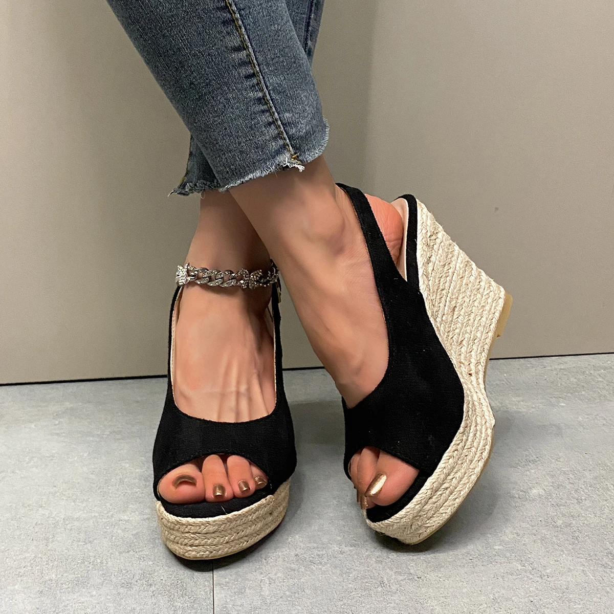 Women Wedges Sandals 2024 Platform Peep Toe Sandals High Heel Shoes Female Pumps Beach Wedding Ladies Sandals Zapatos De Mujer