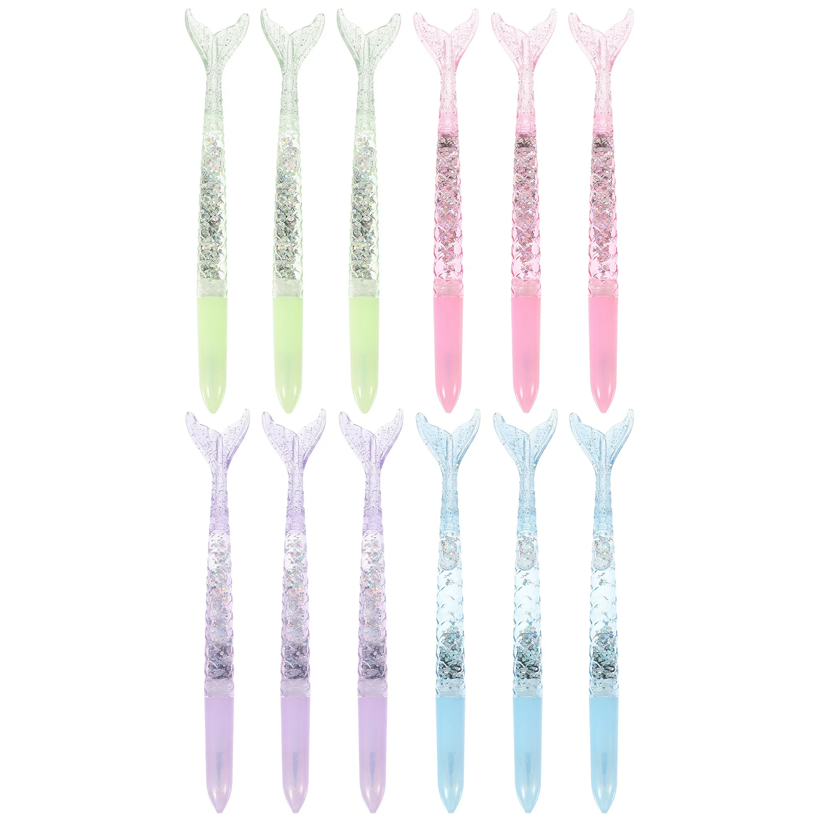

12Pcs Gradient Mermaid Gel Pens Cartoon Shape Writing Smooth School Office Sign Pens Prize Gifts Mermaid Party Favors