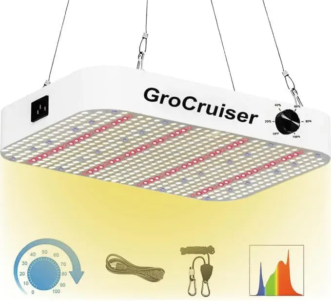 

1000W Dimmable LED Grow Light with Full Spectrum UV-IR for Indoor Plants, Daisy Chain Function, Quiet Fan
