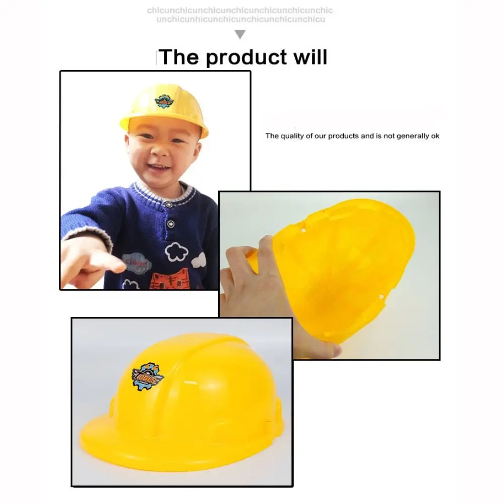 หมวกคนงานบ้านเล่นสีเหลืองพลาสติกอุปกรณ์ประกอบฉากคอสเพลย์เด็กวิศวกรรมก่อสร้างวิศวกรรมหมวกอุปกรณ์