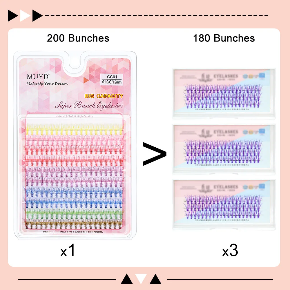 Colored Mink Eyelashes Are Natural and Easy to Operate. Multi Colored Eyelashes Party Eyelash Makeup Tool, Russian Curly Eyelash