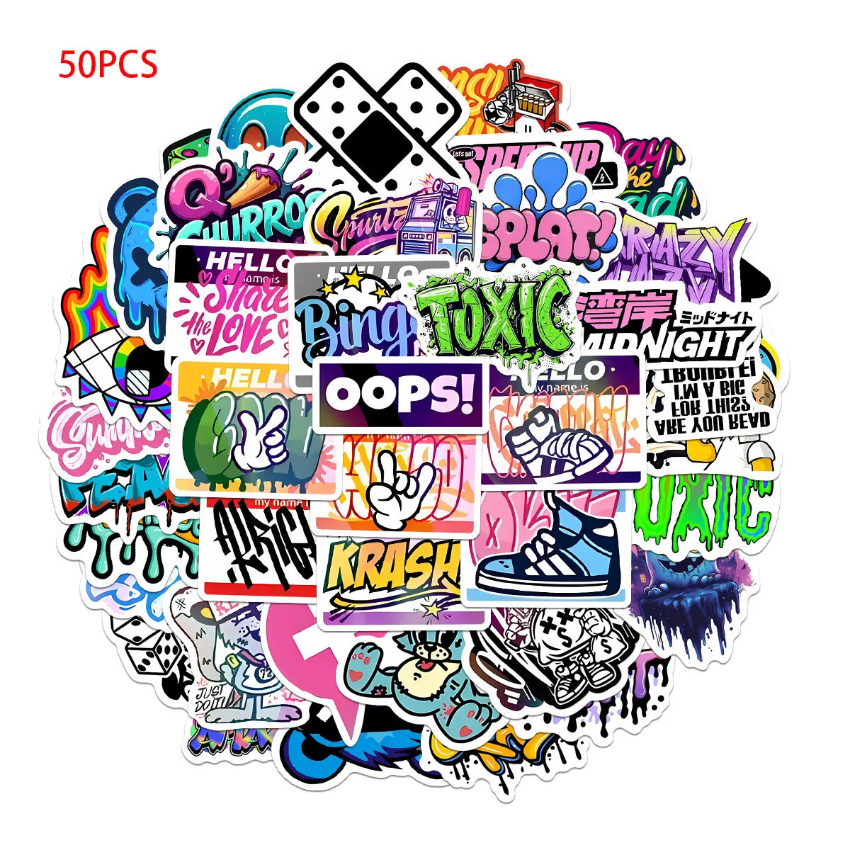 

50Pcs Laser Stickers Street Art Stickers Trendy Graffiti Stickers Waterproof Handmade Skateboard Cup Decoration Stickers