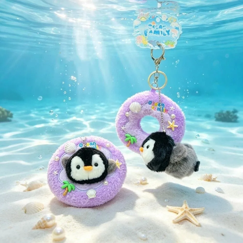 Vivid Soft Keychain Fluffy Short Fabric Small and cute Stuffed Bag Pendant Marine Animal Bag Pendant