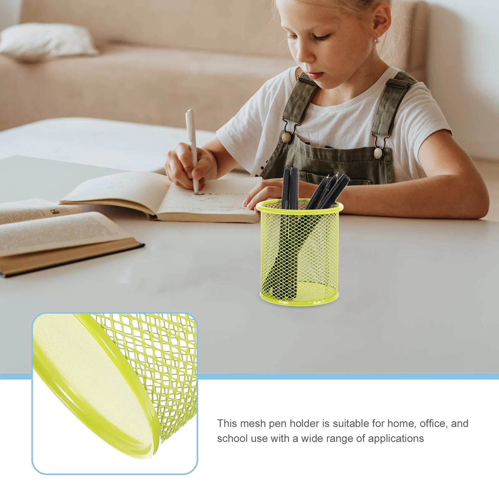 

3pcs Pen Holder Desk Organizer Metal Mesh Design Wrought Iron Notebook Stand Gift Practical Home Office School Decor