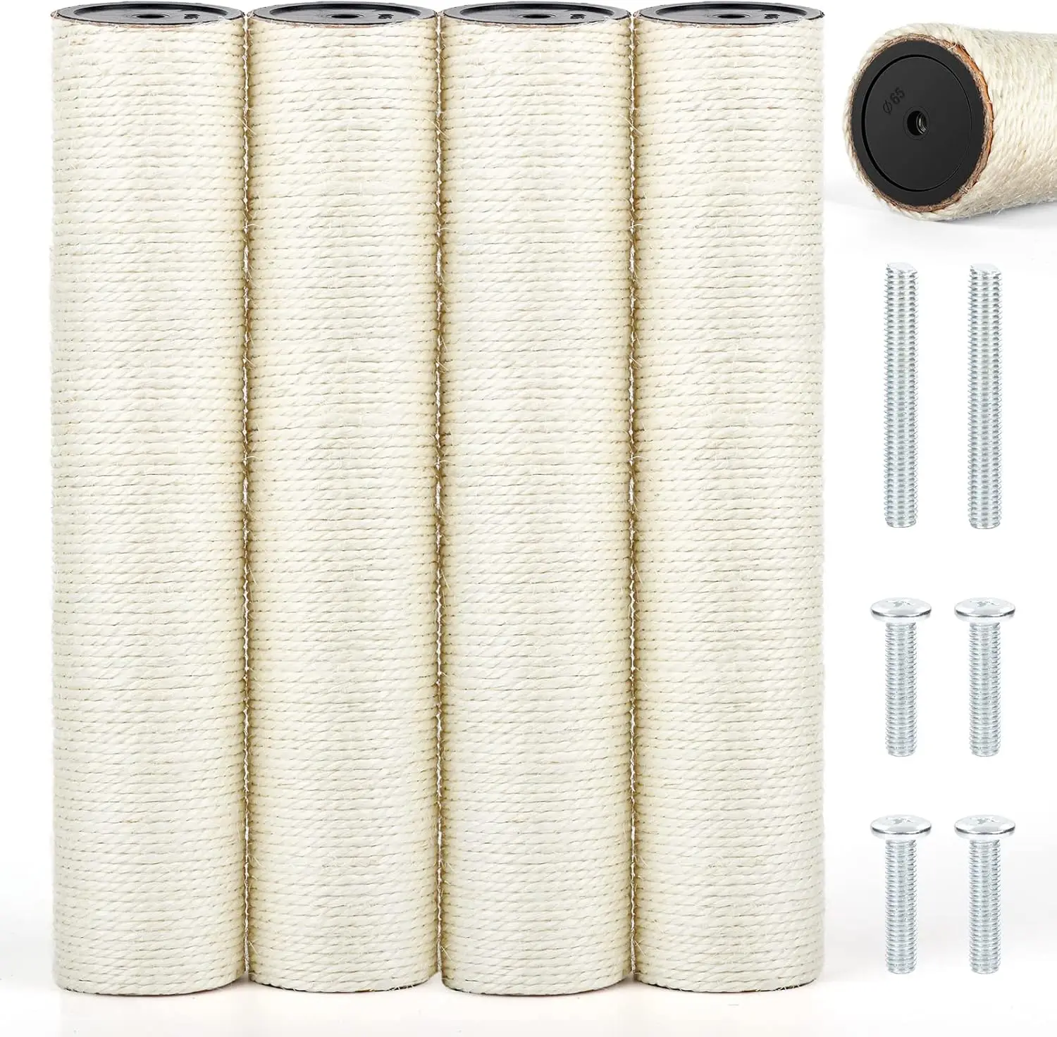 

4 PCS M8 Cat Scratching Post Replacement, 15.7 x 3.1 Inch Sisal Pole Cat Tree Replacement Post with Screws, Refill Scrat
