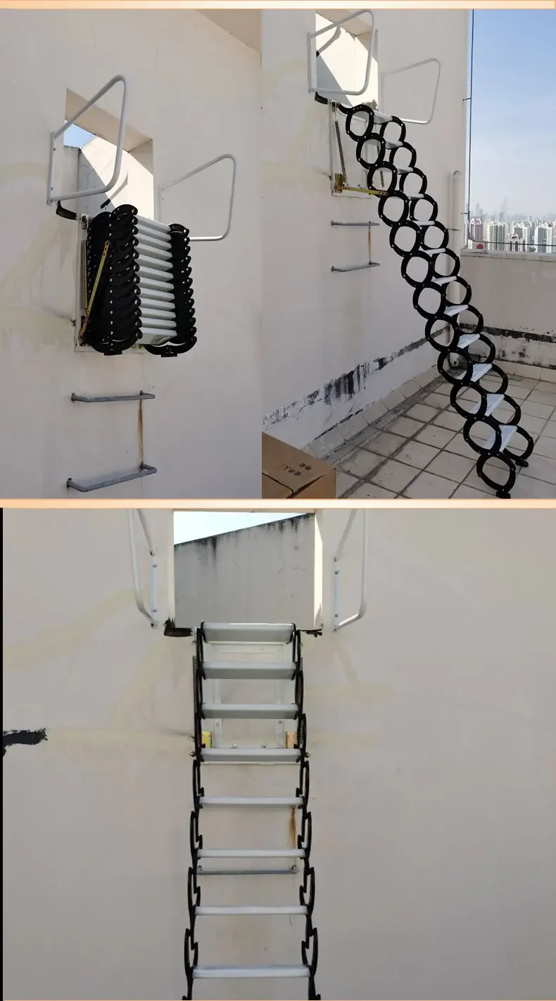 Customized electric loft telescopic staircase wall-mounted telescopic folding telescopic household ladder