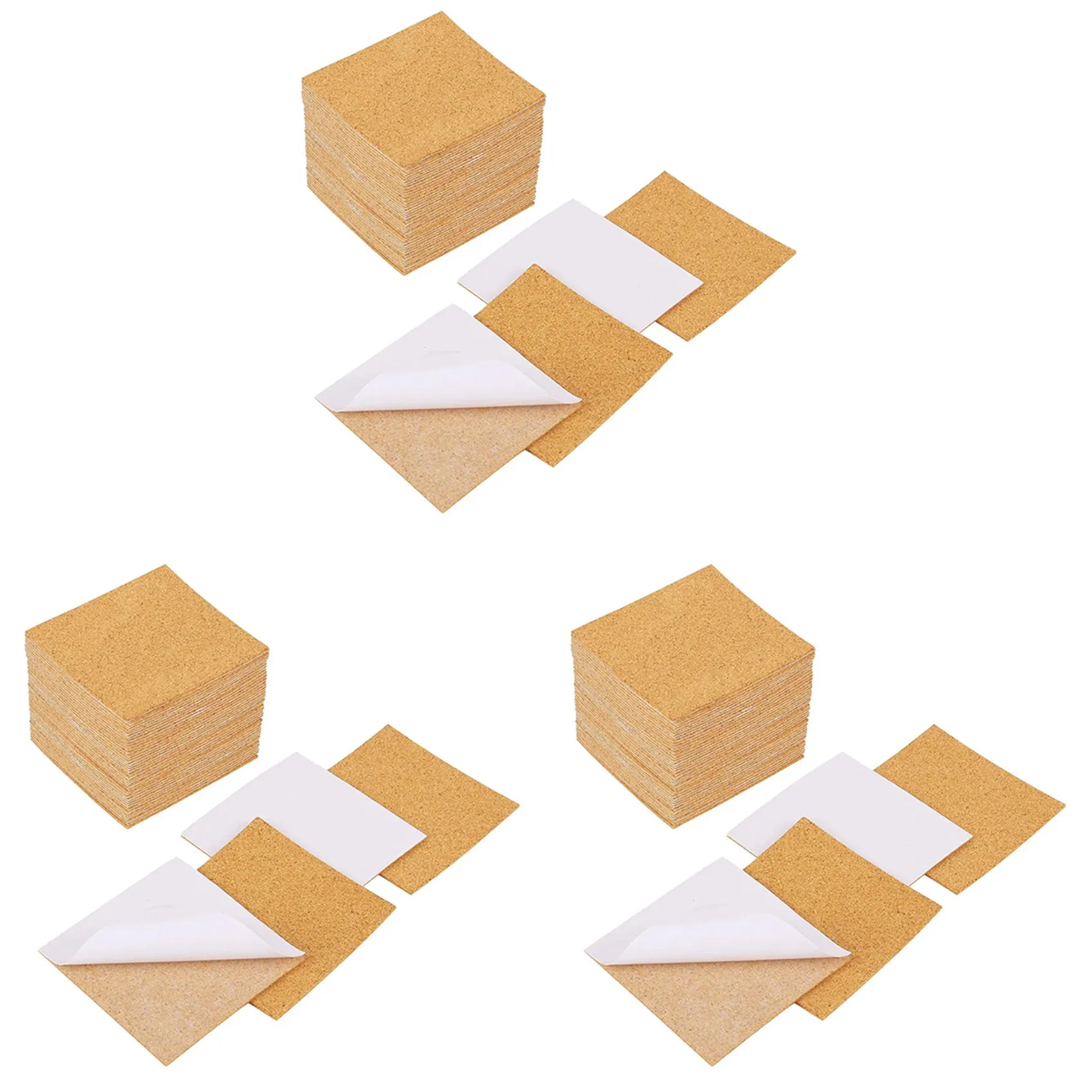 AS60-Self-Adhesive Cork Coasters,Cork Mats Cork Backing Sheets For Coasters And DIY Crafts Supplies (120, Square)