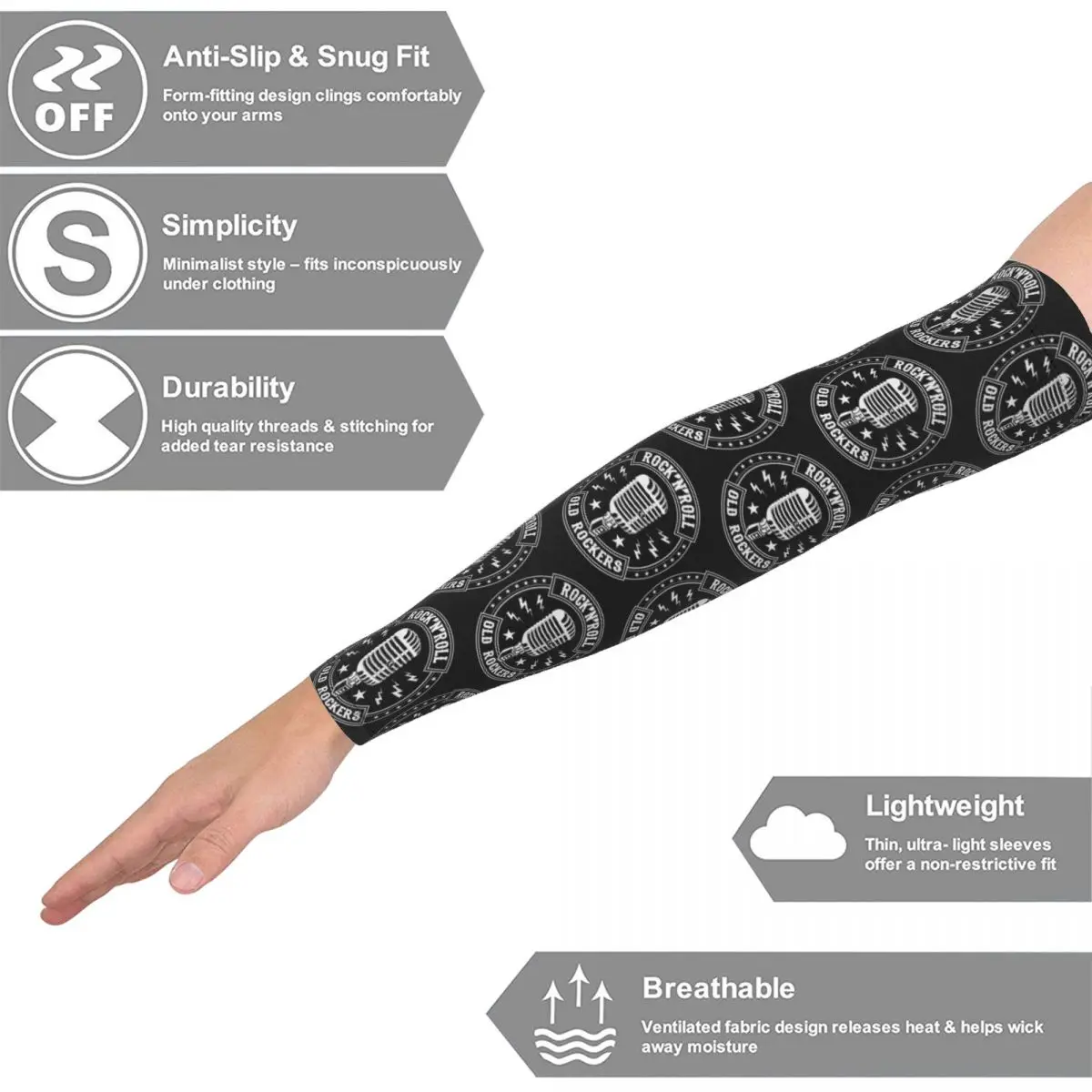 ميكروفون روك آند رول روكابيلي أكمام أذرع تبريد خارجية من الشمس فوق البنفسجية غطاء حماية صيفي لركوب الدراجات وأكمام وشم #2