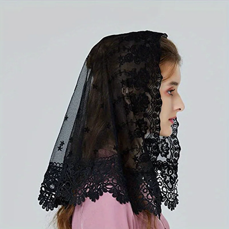 Shi Huaisha Mantiara Lace Stole, Romantic White and Elegant Black, with Exquisite Lace Edge Bridal Veil