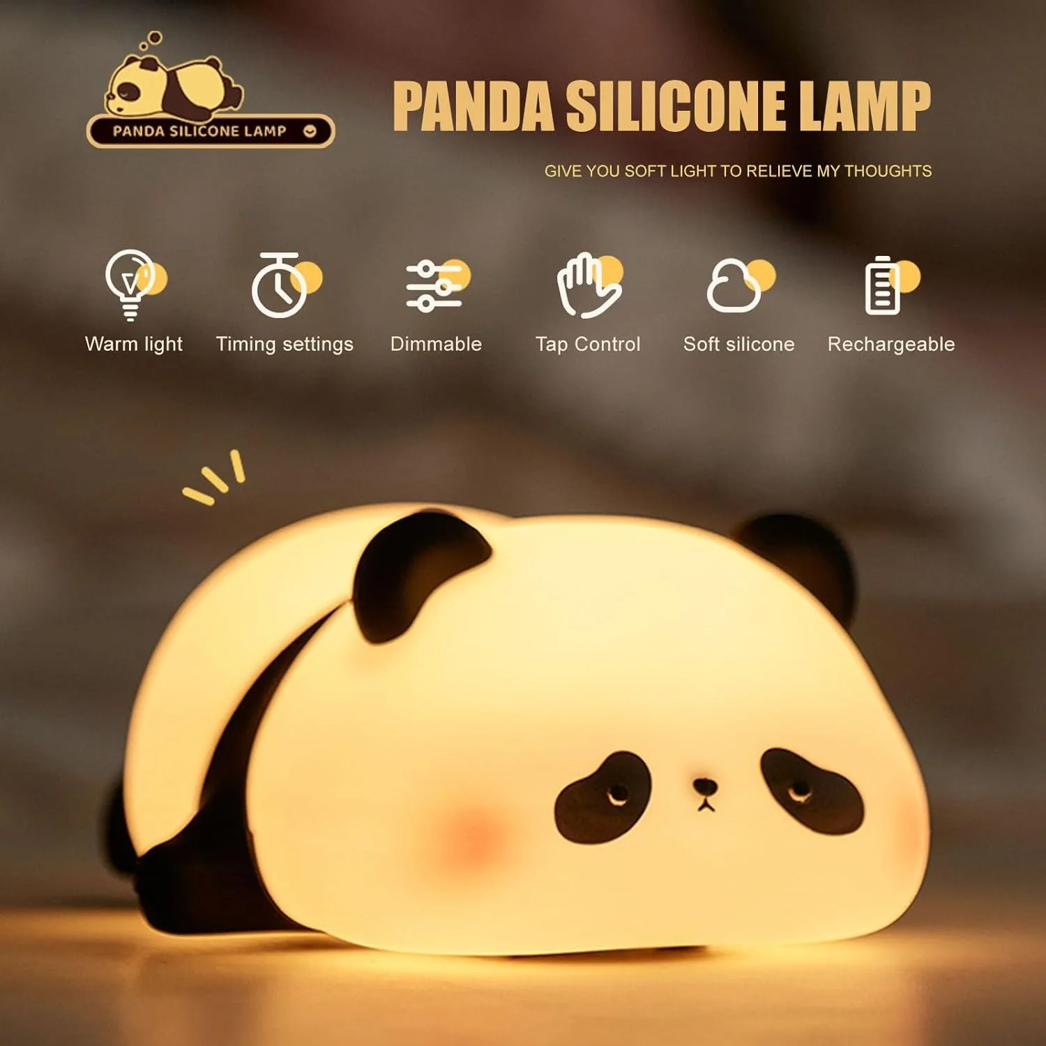 Panda Bedside Lamp with Smart Features, 1200mAh Battery, Long-Lasting, Portable Design, Cute and Functional Home Decor
