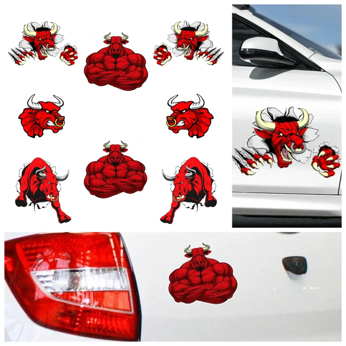 

Funny Bodybuilding Bull Car Sticker PVC Vinyl Decal for Bicycle Motorcycle Laptop Helmet Trunk Wall Decoration