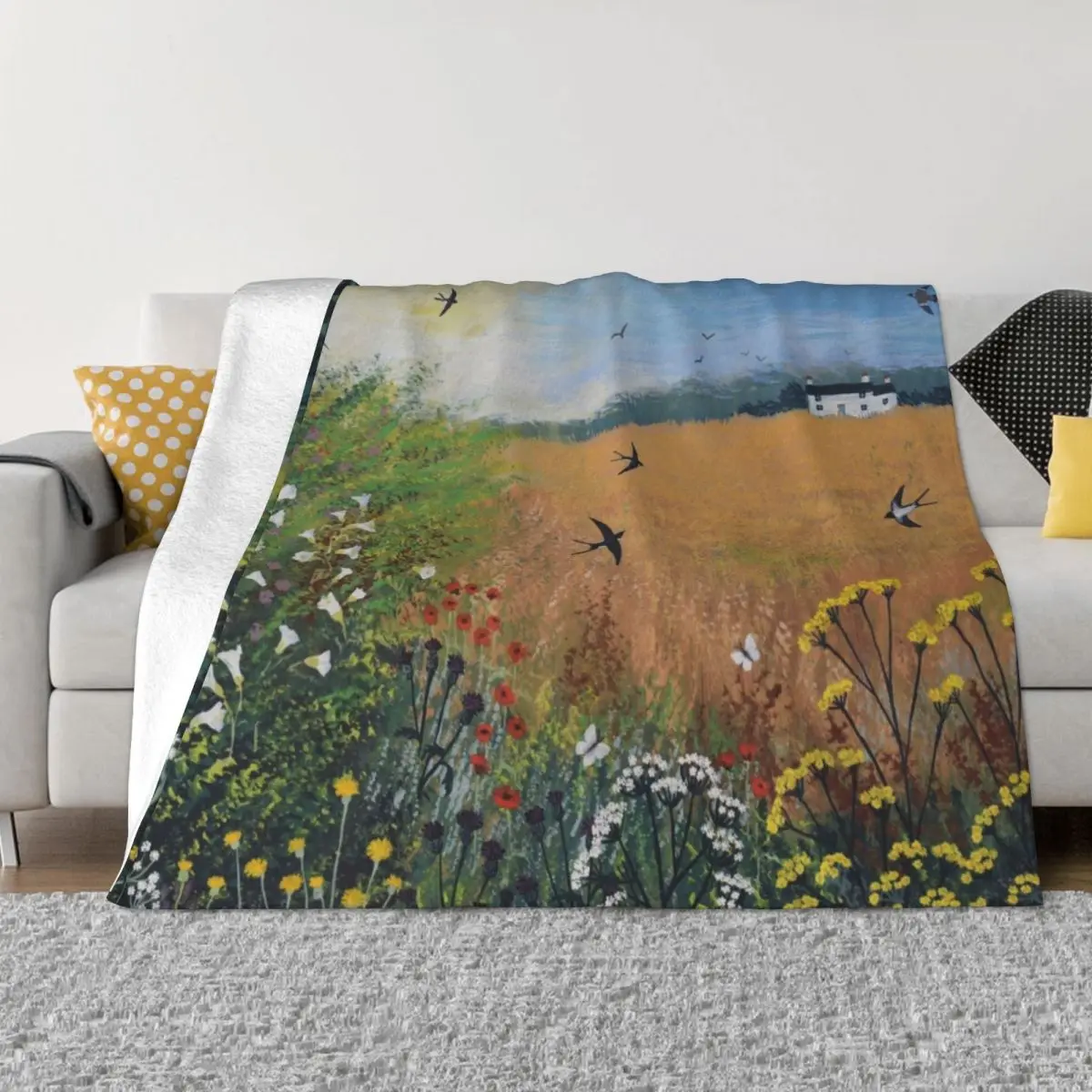 Harvest Swallows Throw Blanket Heavy Blanket sofa bed Hair Blanket