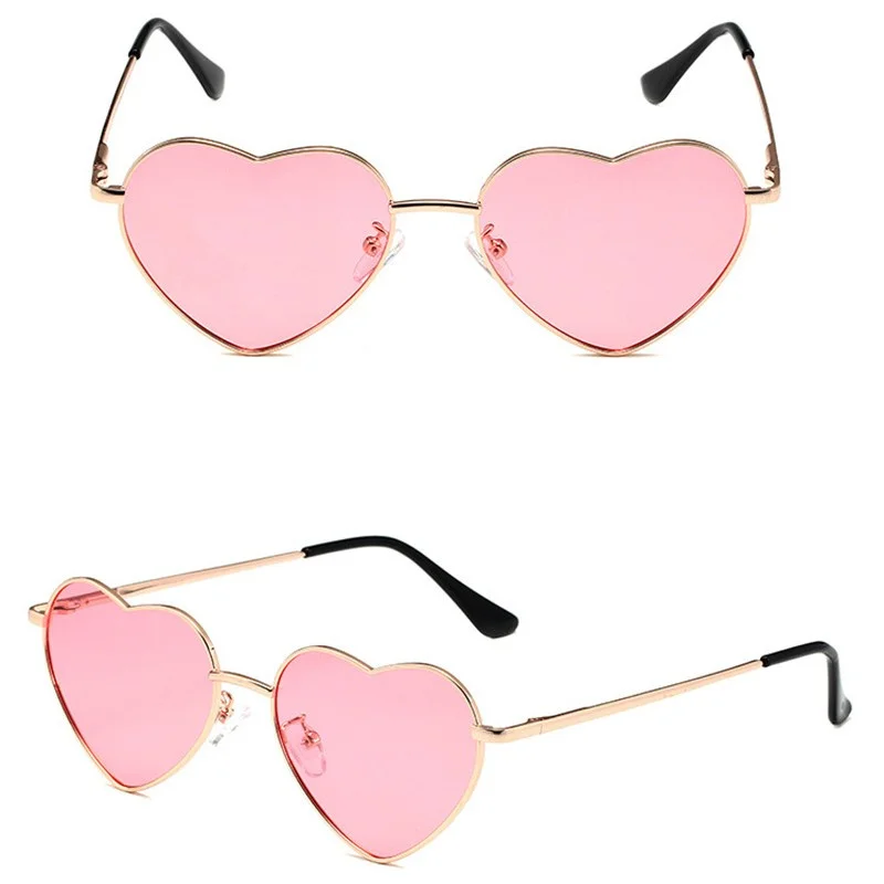 Fashion Women's Metal Heart Shaped Sunglasses Gradient Outdoor Goggles Female Eyewear UV400 Shades Metal Women Girls Sunglasses