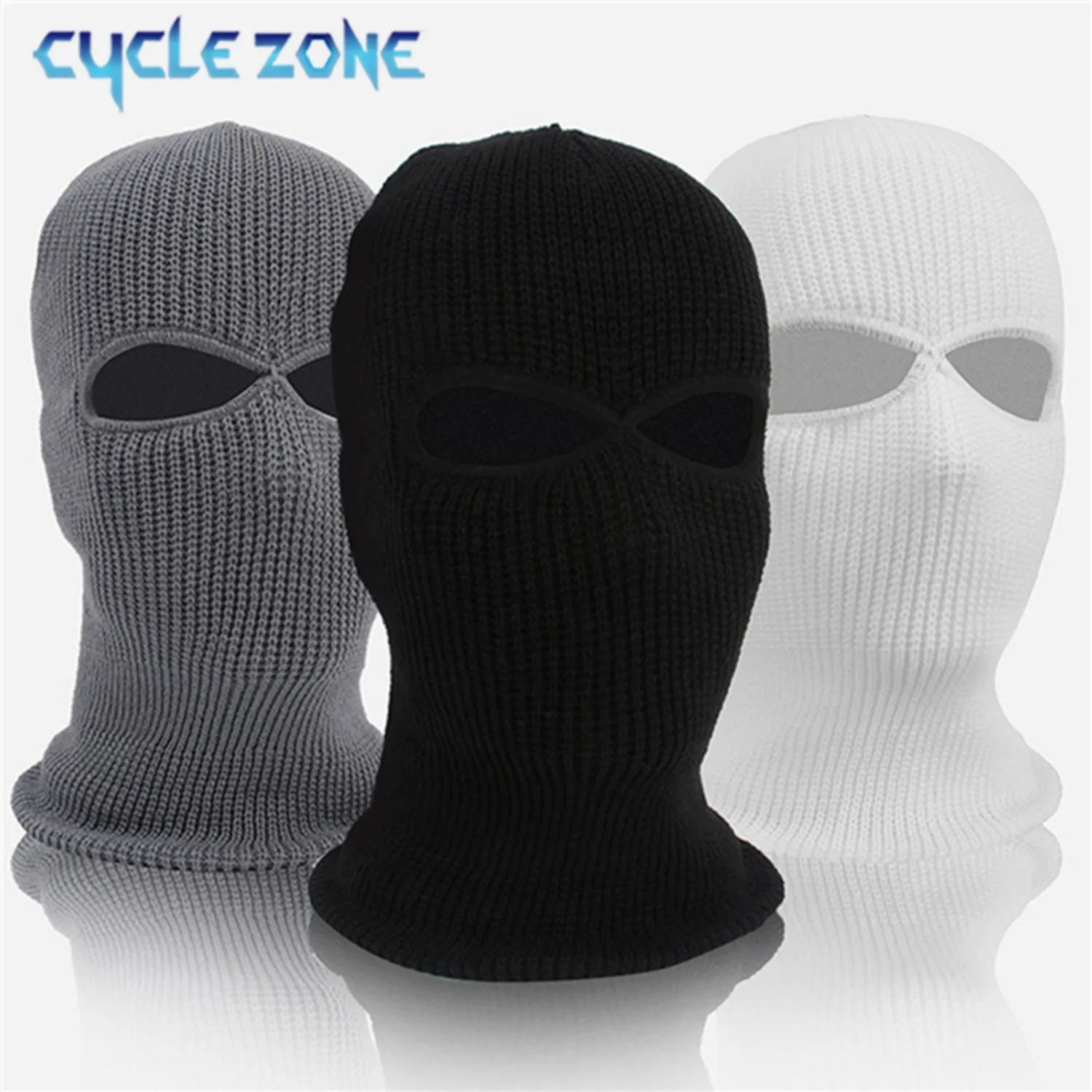 2 Hole Knitted Ski Face Mask Full Face Hood Scarf Winter Balaclava Warm Cap Motorcycle Windproof Riding Mask Outdoor Activities