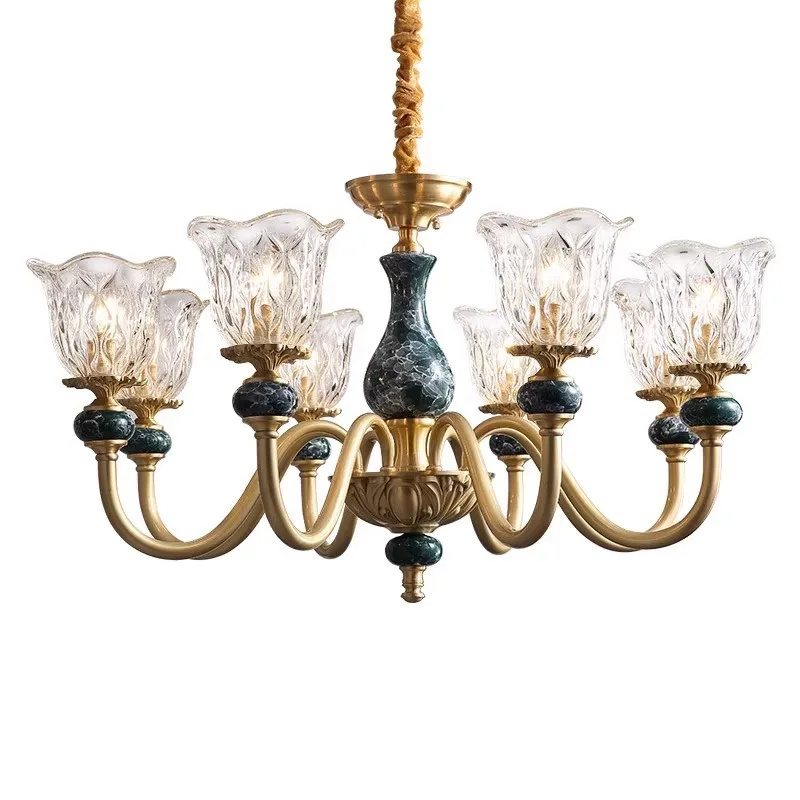 

Modern European all-copper chandelier ceiling dual-purpose villa living room lamps American restaurant luxury atmosphere French