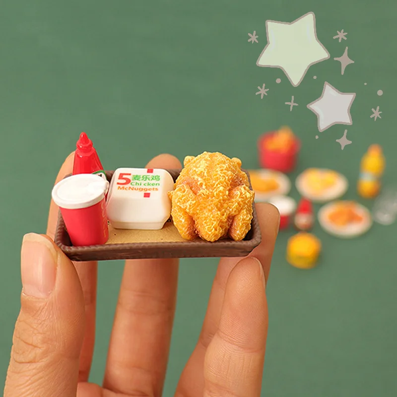 6 uds/10 uds/set casa de muñecas en miniatura hamburguesa con taza de coque modelo de comida rápida para accesorios de escena de juego de cocina