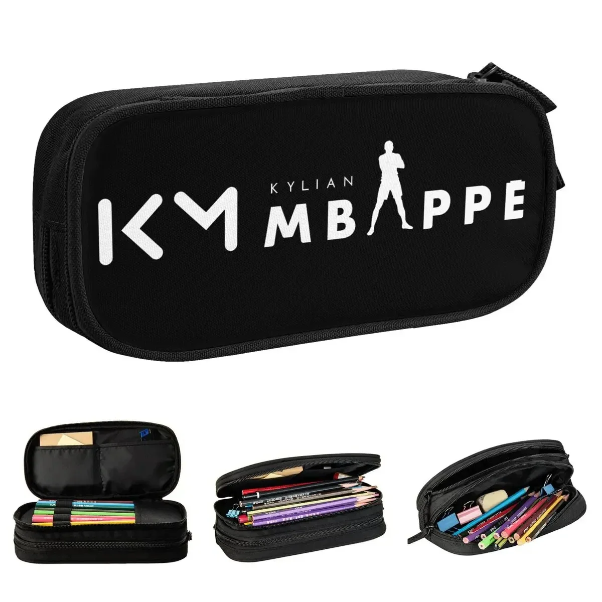 Mbappe KM Football Pencil Cases Soccer Star Pen Holder Bag for Student Big Capacity Office Zipper Pencilcases