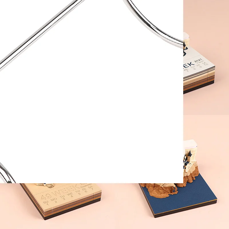 Time Piece Calendar 2026 Desk Calendar With LED Light 3D Tear-away Calendar Paper Carving Art Memo Pad Notepad Gift Christmas