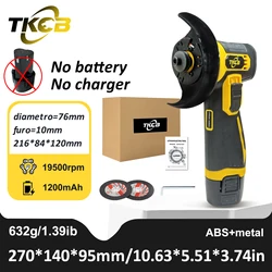 TKCB 19500Rpm 12V Angle Grinder with Rechargeable Lithium Battery Cordless Polishing Machine Diamond Cutting with 2 Cutting Disc