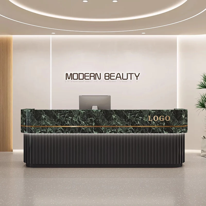 Aesthetic Trendy Reception Desk Counter Hair Salon Cashier Decorations Reception Desk Counter Aesthetic Commercial Furniture