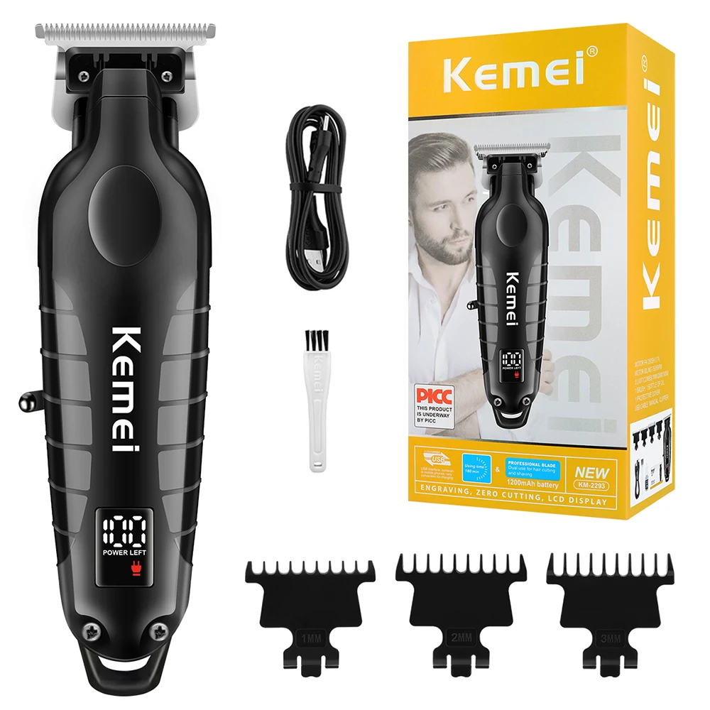 

KEMEI Men Hair Clippers for Hair Cutting Professional Cordless Barber Hair Trimmer for Men with LED Display Rechargeable km-2293