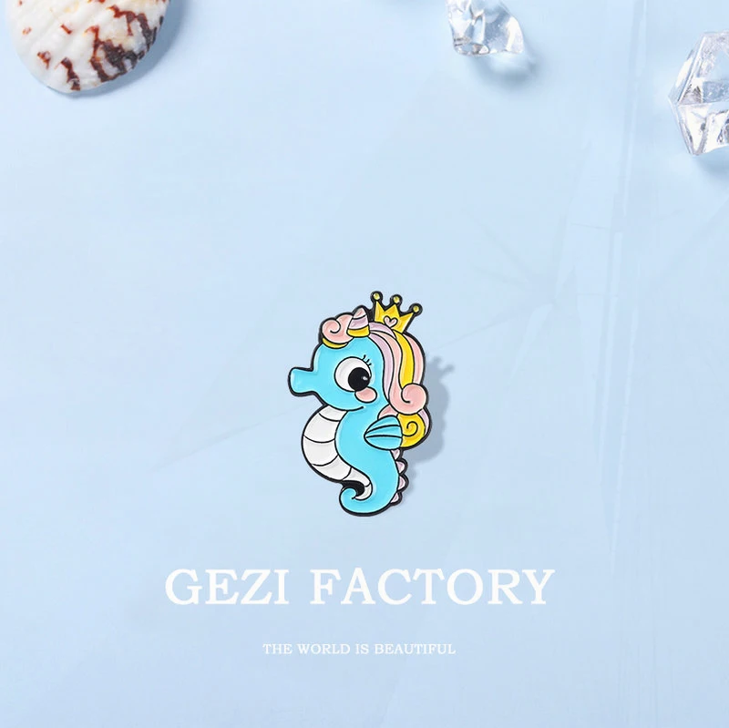 Zeepaardje Octopus Dennen Revers Spelden Hemd Tas Badge Cartoon Oceaan Zee Sieraden Marien Organisme Email Broche Custom Dier Dolfijn