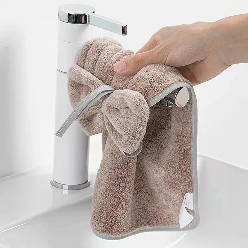 Bowknot Hand Towels For Kitchen Bathroom Coral Velvet Microfiber Soft Quick Dry Absorbent Cleaning Cloths Home Sauna Terry Towel