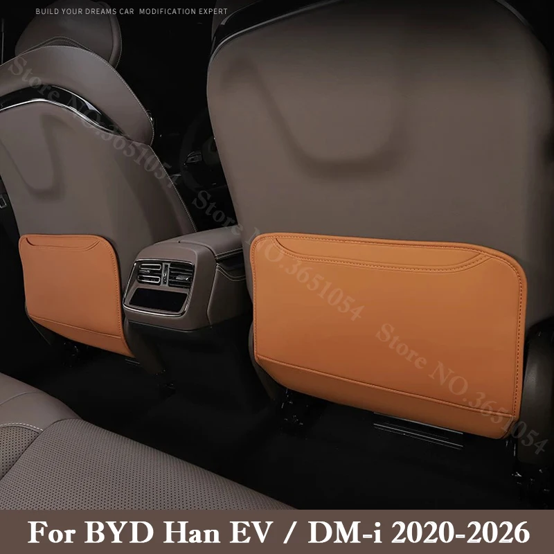 

For BYD Han EV DM-i 2020-2026 Car Leather Seat Kick Mats Pad Rear Row Seat Protection Scratch Dirt Resistant Anti Kick Pad