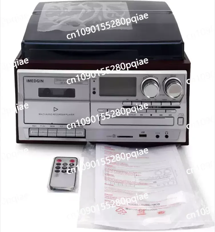 CE Free Customs Clearance Vinyl Record Player with CD Player Cassette Recording and Player  USB SD FM Radio