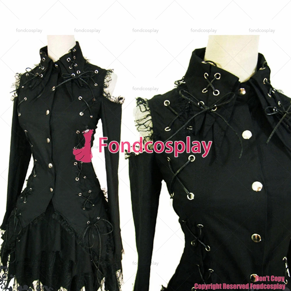 fondcosplay hiphop Gothic Tripp Lolita Punk Fashion Shirt Dress Black Cotton Jacket skirt Cosplay Costume CD/TV[CK443]