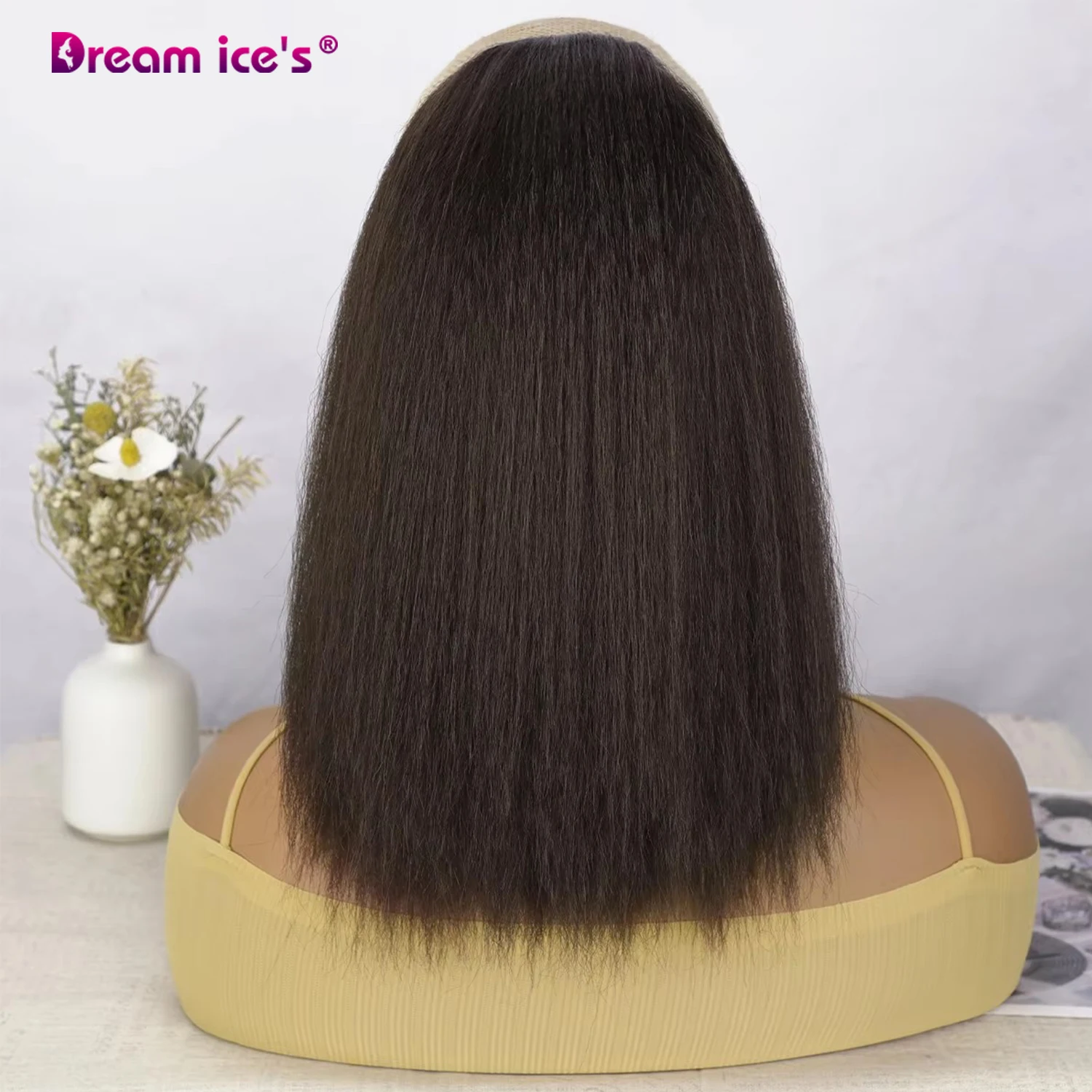 Vigorous Fashion Women Natural Extensions Synthetic Heat Resistant Yaki Straight Drawstring Kinky Fluffy  Pony Tail  Daily Wear