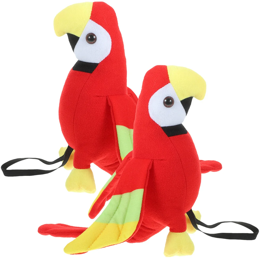 2 Pcs Parrot Costume Accessories Pirate Plush Bird Child Hamster Toys for Kids